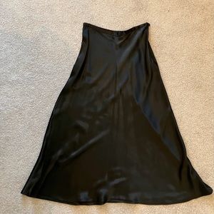 Black Satin Bias-Cut Skirt Sz S